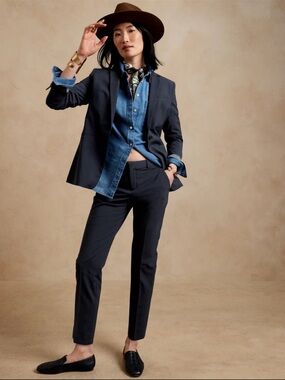 Banana Republic Long and Lean Navy Wool Blazer sz 8